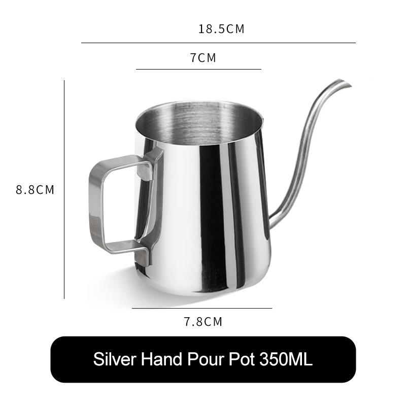 304 edelstahl-kaffeekanne mit langem, schmalem ausguss, tropfkessel, manuelle filterkaffeemaschine, teekanne 250ml/350ml/600ml mit deckel