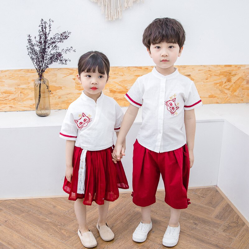 Kids Traditionele Chinese Kostuums Kinderen Schooluniform Pak Meisjes Hanfu Jurk Kind Kleding Oude Chinese Jongens DQS1910