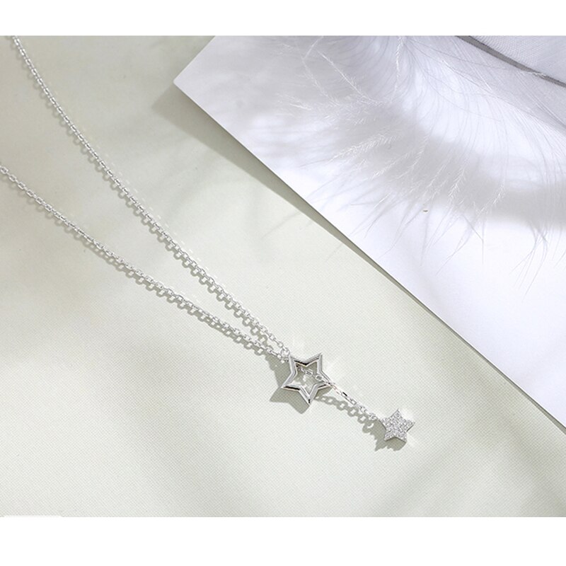 Trendy Rhinestone Star Ketting Vrouwen Kwastje Zirconia Sleutelbeen Ketting Hanger Kettingen Bruiloft Verjaardag Sieraden