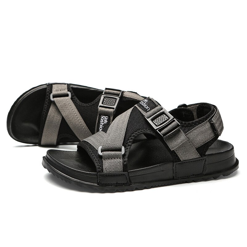 Casualowe, solidne sandały gladiatorki dla mężczyzn, podstawowe płaskie sandały plażbyć winnym, pasek z klamrą, platforma, siateczka, sandały męskie