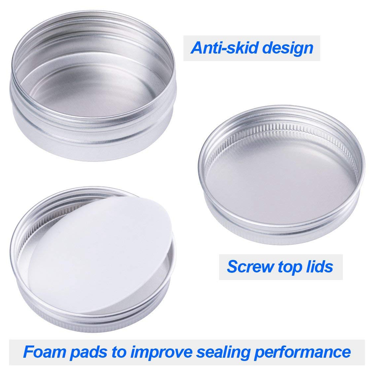 30 Pack Screw Top Round Metal Lip Balm Tins Containers Lids (1oz)