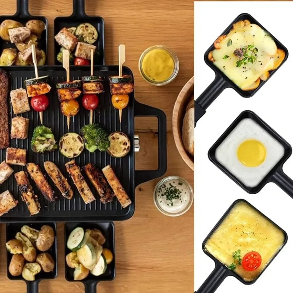 4pcs Square Shape Cheese Melting Pans and Shovel Mini Non-stick Universal Electric Grill Cheese Egg Pan Family Party Baking Tool