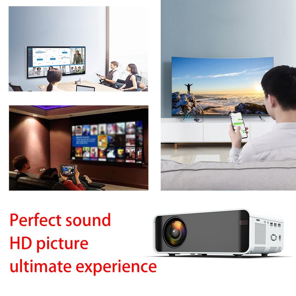 White Portable Projector High Definition 1080p Mobile Phone Wifi Wireless Same Screen Projector Home Theater Video Projector