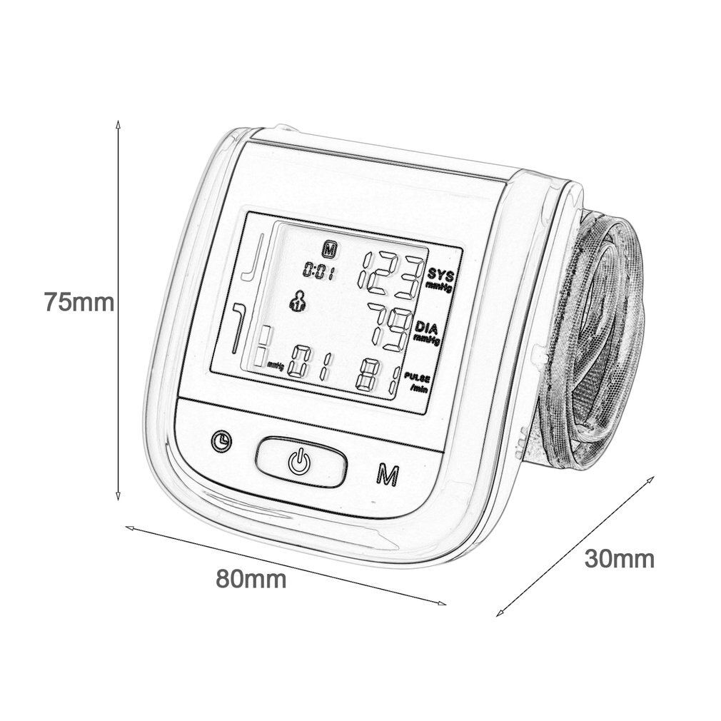 Automatic Wrist Monitor Large LCD Display Digital Sphygmomanometer Monitor Meter Tools