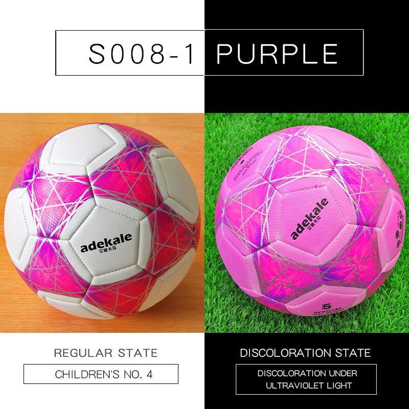 Ultraviolet Light Discoloration Football Standard Game Training Light Change Soccer Adult No. 5 Child kids No. 4: S008 Purple (size 4)