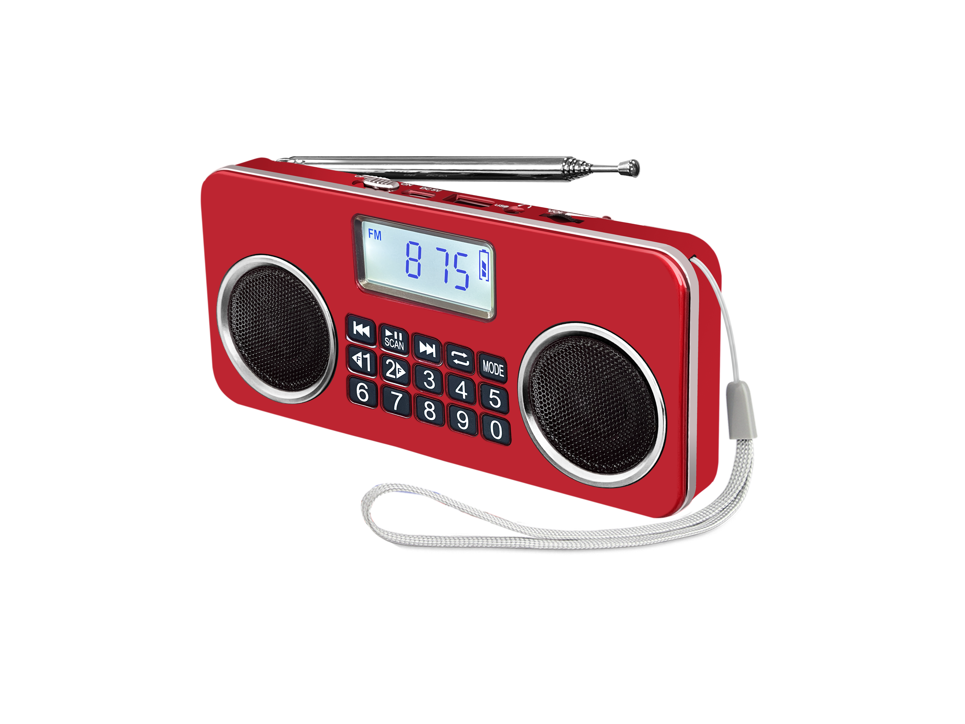 EONKO L-658 Mega Bass Stereo FM Radio with Bluetooth TF USB Slot Earphone Jack Type C Charging,can save your favorite stations: Red