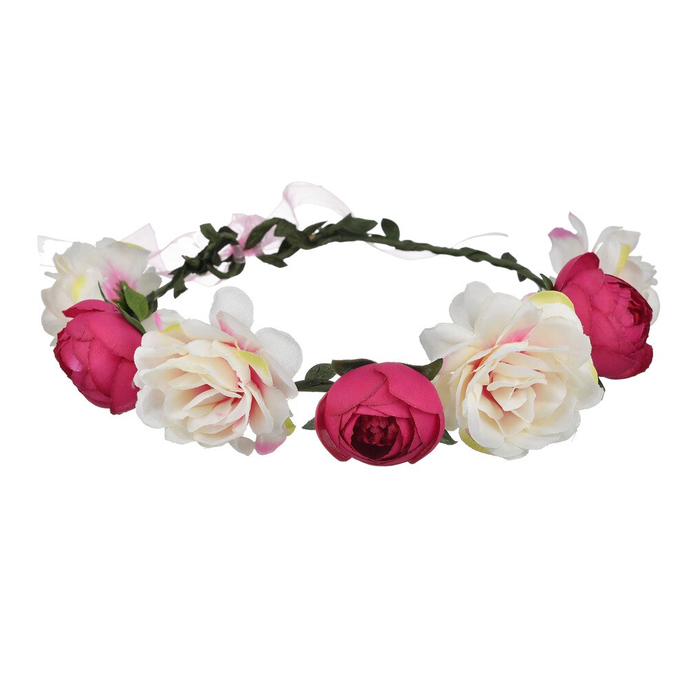 rose krans brude blomst krone pannebånd krans hode krans bryllup hodeplagg brudepike hodeplagg: beige rose rød