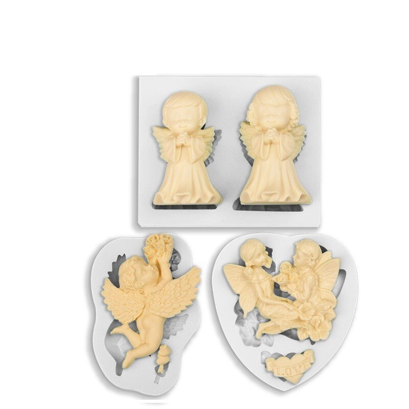 Trzymając kwiat róży anioł ręcznie formy silikonowe robić mydła epoksydowego formy masy cukrowej czekolady ciasto kryształ forma gipsowa