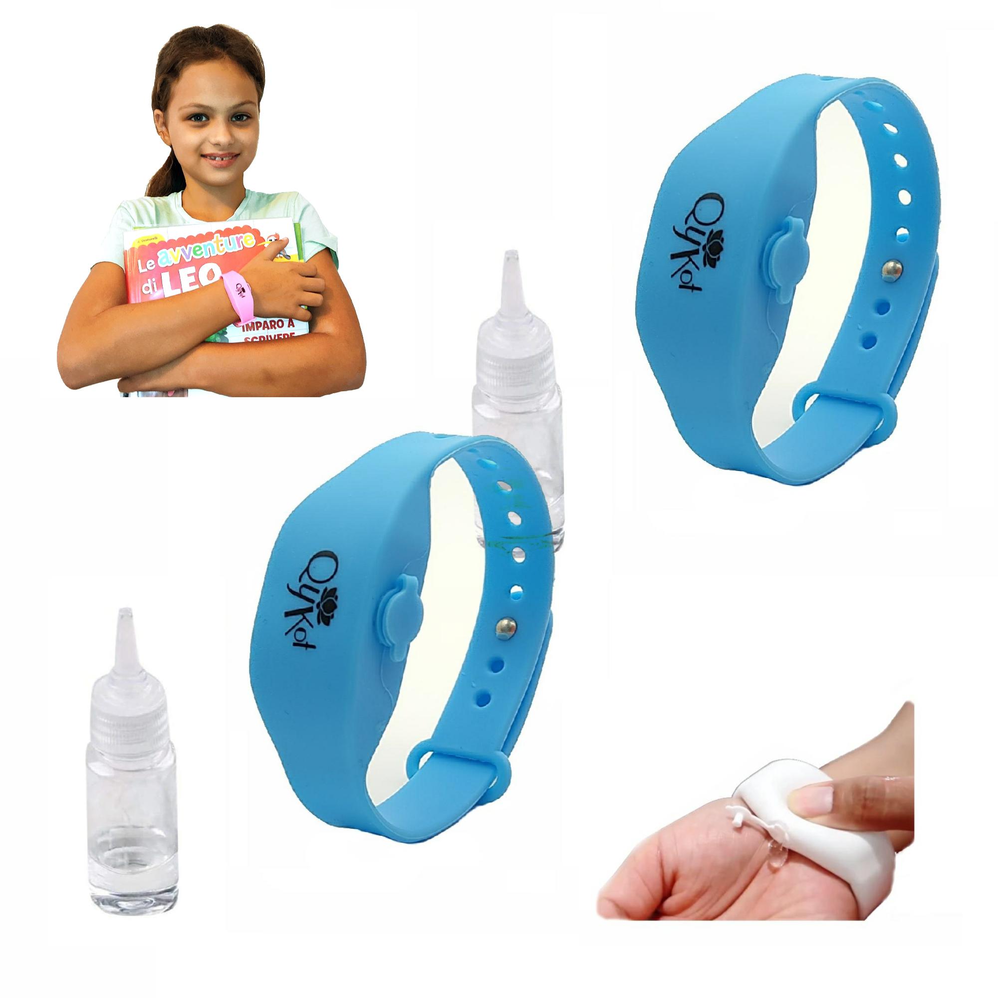 Pulseira recarregável mão sanitizer mão gel desinfetante porta crianças: Azul