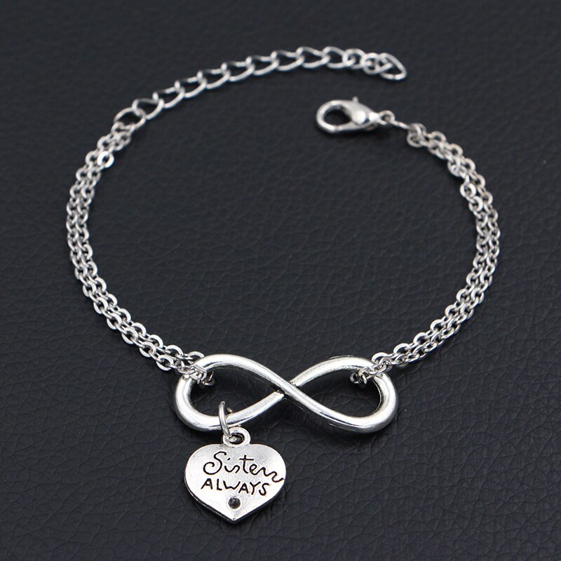 Sister Always Best Friends Charms Bracelets DIY Handmade Infinity Bracelets For Women Jewelry