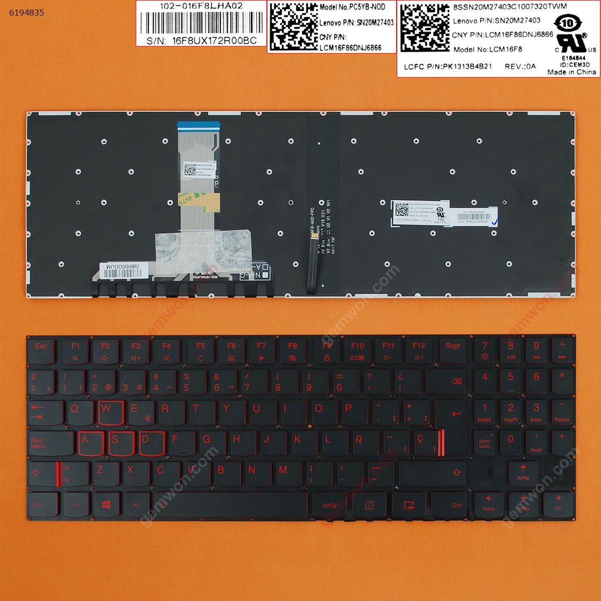 Nos español teclado para Lenovo legión Y520-15IKB Y520-15IKBA Y520-15IKBM Y520-15IKBN R720 R720-15IKB portátil rojo retroiluminada: Spanish Version