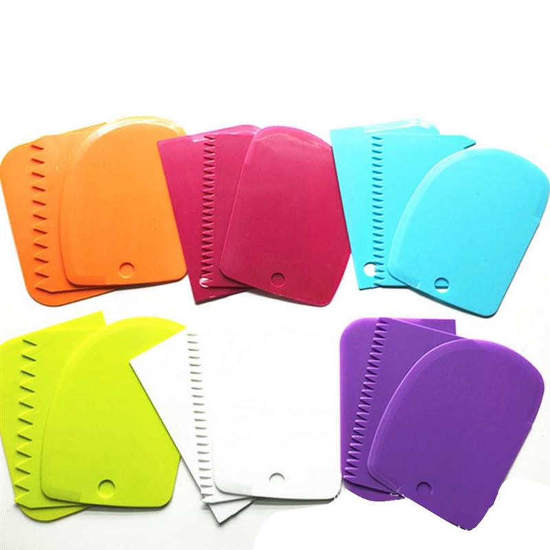 3PCS/Set Reusable Cream Scraper Irregular Teeth Edge DIY Cream Scraper Kit Cake Fondant Mold Tools