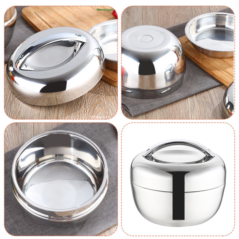 Mini Stainless Steel Double Layer Round Bento Box Thermos/Lunch Box Food Container Lunch Box for Kids Kitchen Food Box