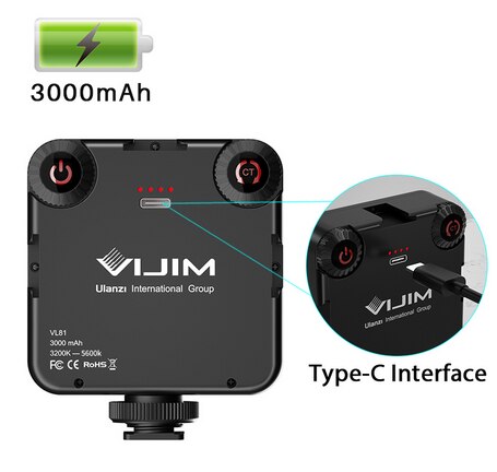 Ulanzi VL81 VIJIM 3200k-5600K 850LM 6.5W vidéo Mini LED Smartphone reflex rechargeable Vlog pour Sony A6400 A6300 lumière de remplissage