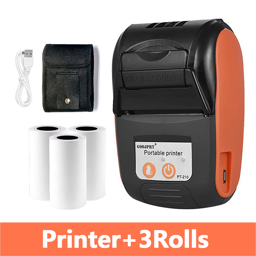 Mini Portable Thermal Receipt POS Printer Wireless Bluetooth 58mm Ticket Bill IOS Android PC Invoice Business Retail Ink-free: Yellow