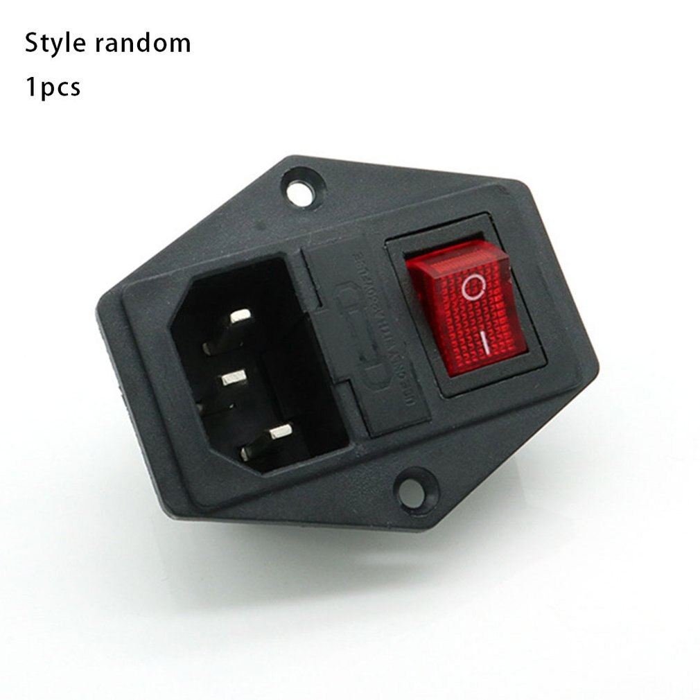 Power switch AC 3pin AC power socket with red triple rocker switch tripod copper feet with 3d protection printer fuse random