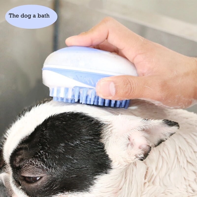 Huisdier Borstel Silicon Bad Schoonmaken Grooming SPA Borstel 2 In 1 Shampoo Doseren Hond Massage Baden Tool Pet Kat Douche attachment