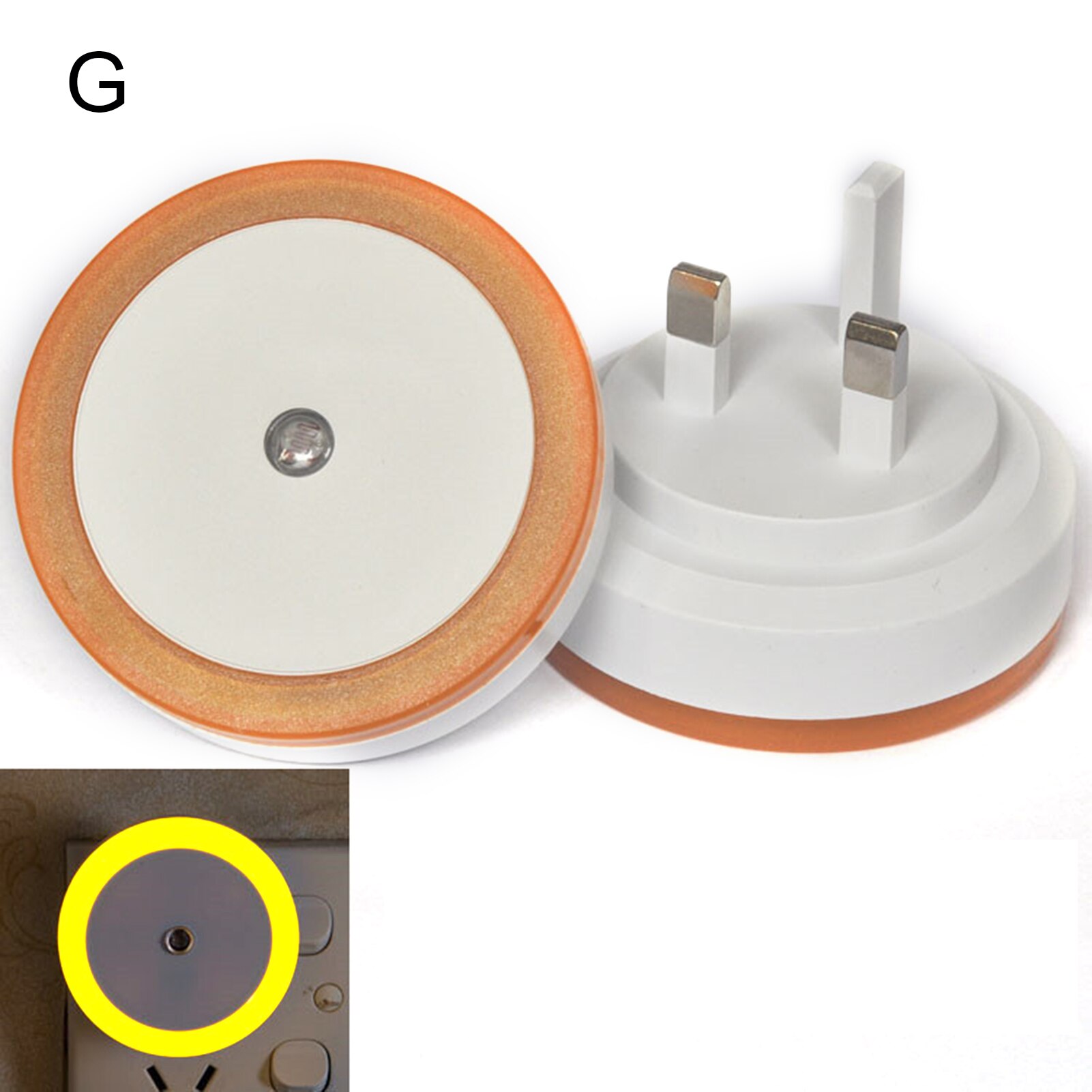 Round Wall Plug-in LED Light Sensor Night Light Plug In Sensor Light Luminaire Led Lamp Baby Nightlight Children Bedroom Round: G