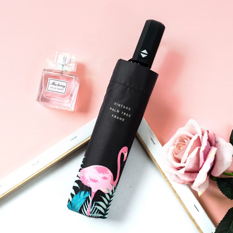 Fully Automatic Flamingo Umbrellas Sunscreen UV Protection Parasol Rays Sunshade Cute Rain Umbrella For Women Men Kids: Auto 8k
