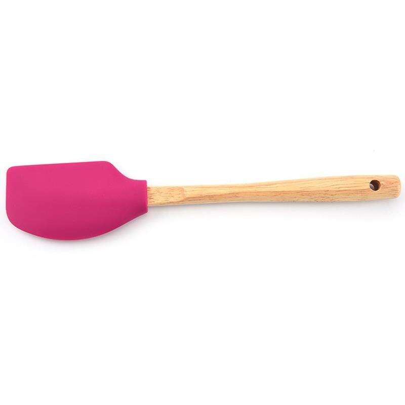 Justdolife 1Pc Keuken Bakken Spatel Siliconen Houten Handvat Schraper Spatel Gebak Spatel Bakken Tools Accessoires: Dark Pink