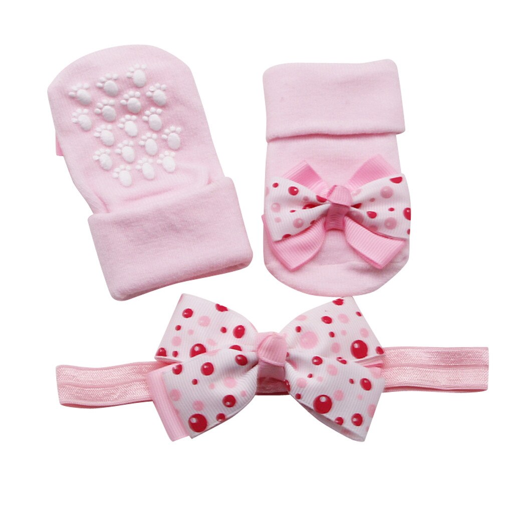 nette Socken Haar Gürtel einstellen Baby, Kleinkind Socken 1pc Haar Gürtel Mädchen Bogen Welle Punkt Anti-Unterhose socken Baby Bogen Baumwolle Socken einstellen: Rosa