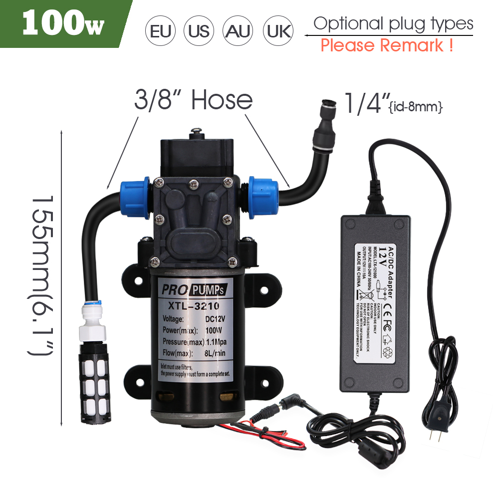 Garden DIY 8mm PE Hose Brass Nozzle Sprayer System Mist Sprinkler 45/60/80/100W Self-Priming Pump Automatic Atomized Irrigation