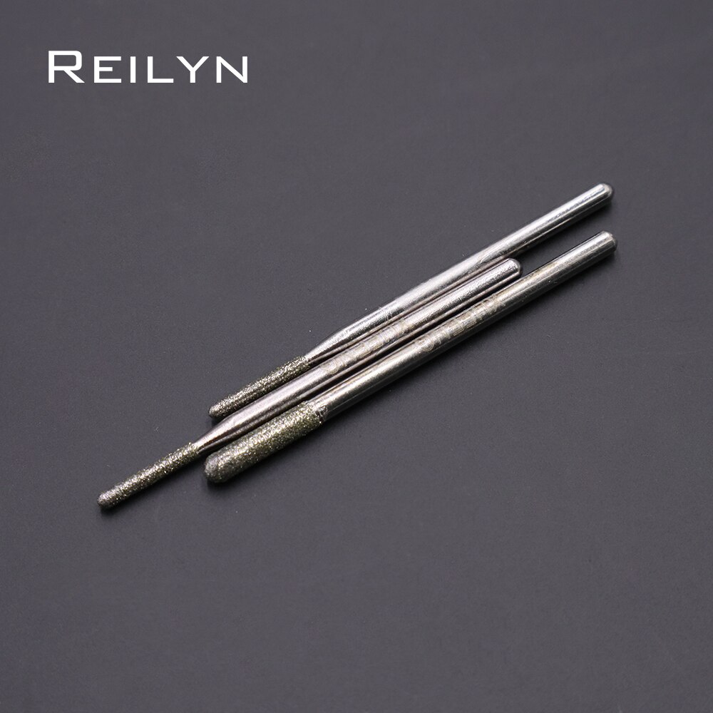 2.35Mm Schacht Grit 150 #10 Stuks Diamant Slijpen Burr Emery Slijpen Punt Diamant Metalen Jade Diamant peeling Bit