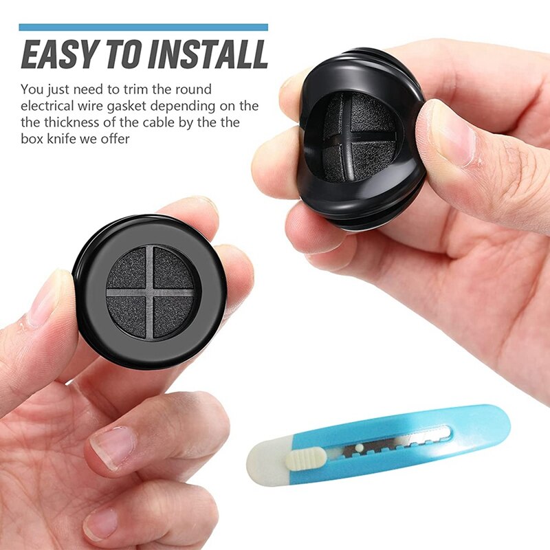 Ronde Rubber Plug Gat Grommet Kit, dubbele Sid Elektrische Firewall Pakking Kit Met Intrekbare Mes Voor Kabel Gat Plug Retail
