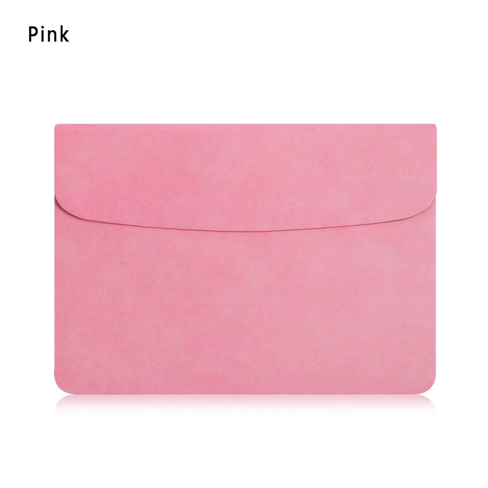 Lederen Laptop Sleeve Case Tas Cover Voor Macbook Air Pro Retina 11 12 13 15: Roze / 15.4 inch
