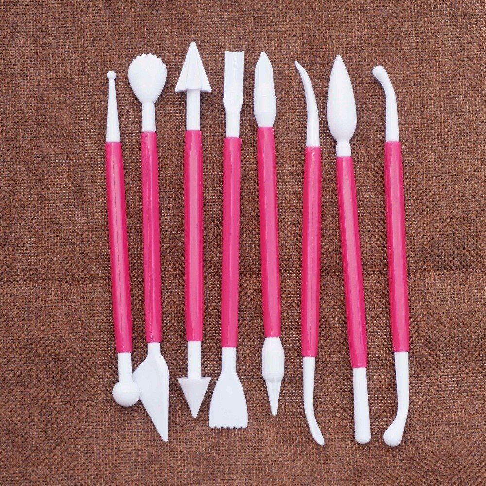 8 stks/set Fondant Cake Modelling Tool Sugarcraft Bloem 16 Patronen Cutter Wiel Gereedschap Wedding Cake Decorating Pen Cakevorm