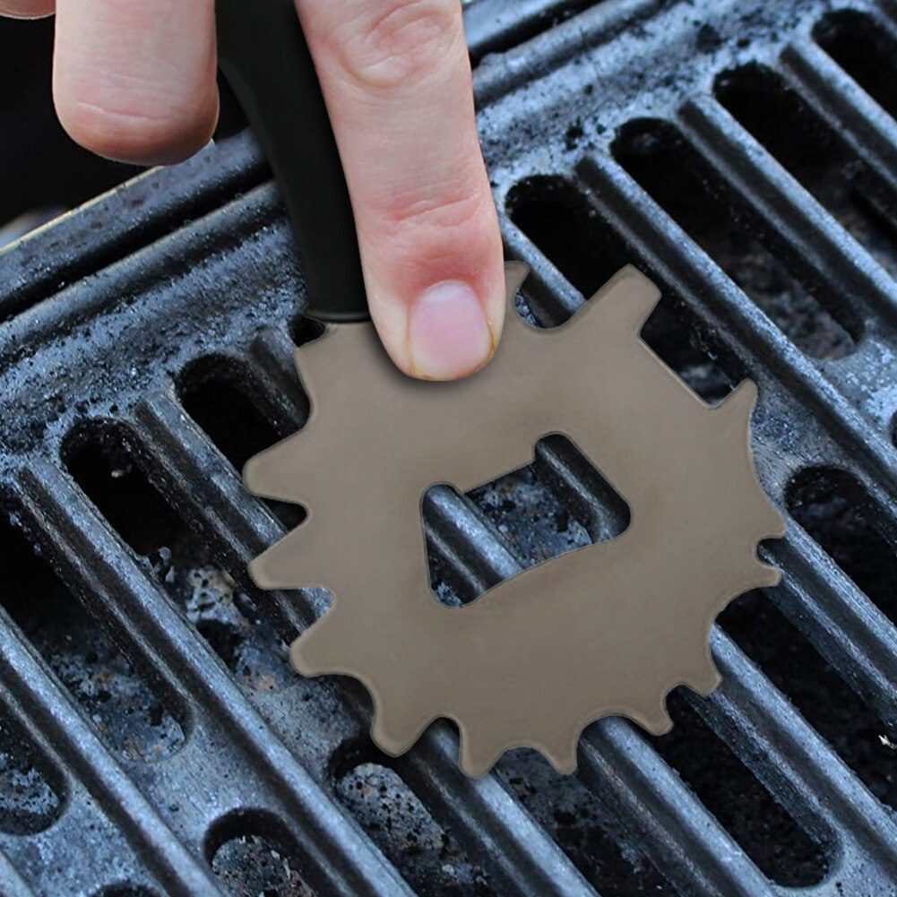 Portable Metal BBQ Grill Grate Cleaner Cleaning Barbecue Oven Scraper Scrubber Bottle Opener Tool