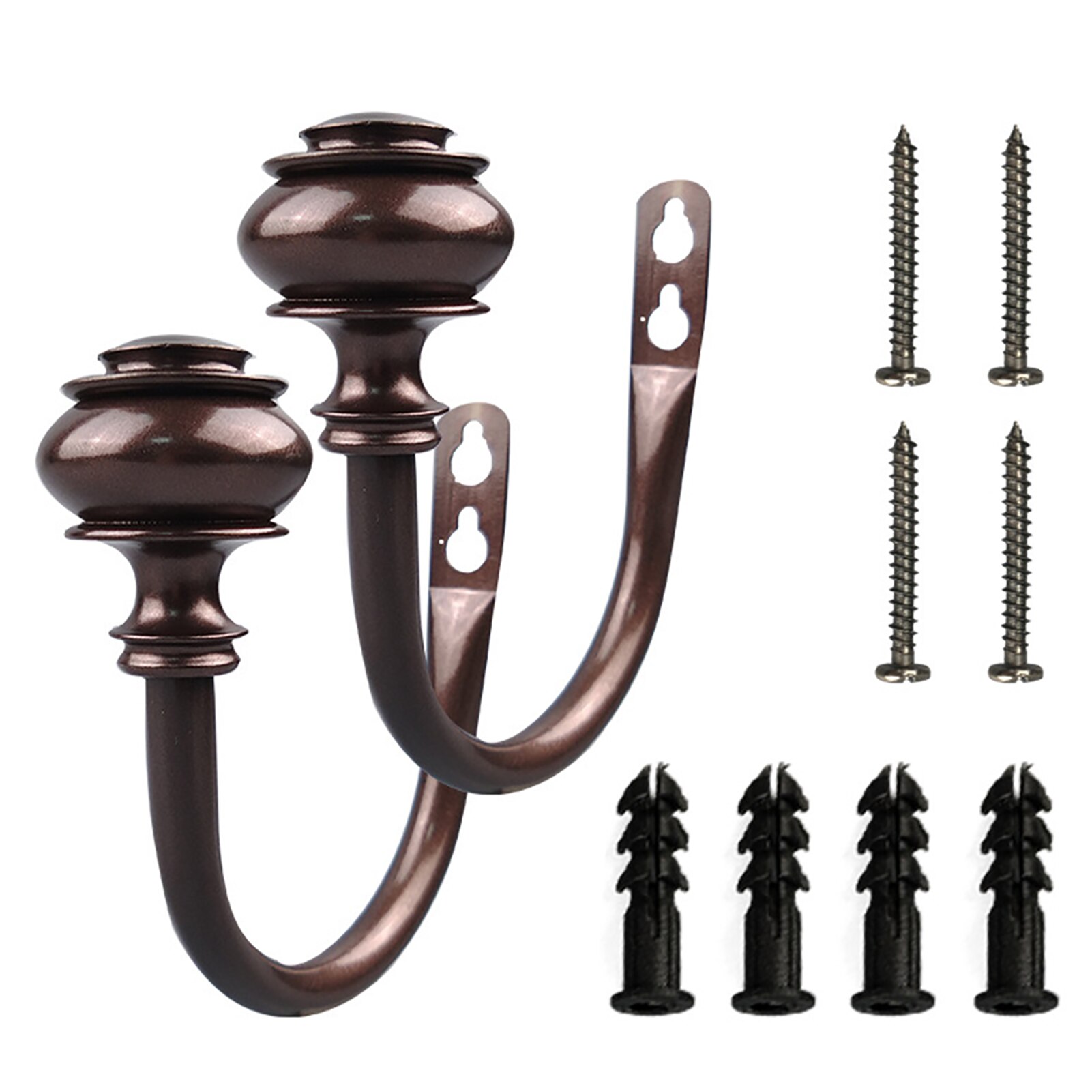 1pair Hooks Accessories Hotel Wall Mounted Bedroom U Shaped Curtain Holdback With Screws Hardware Home Decor Iron Drapery