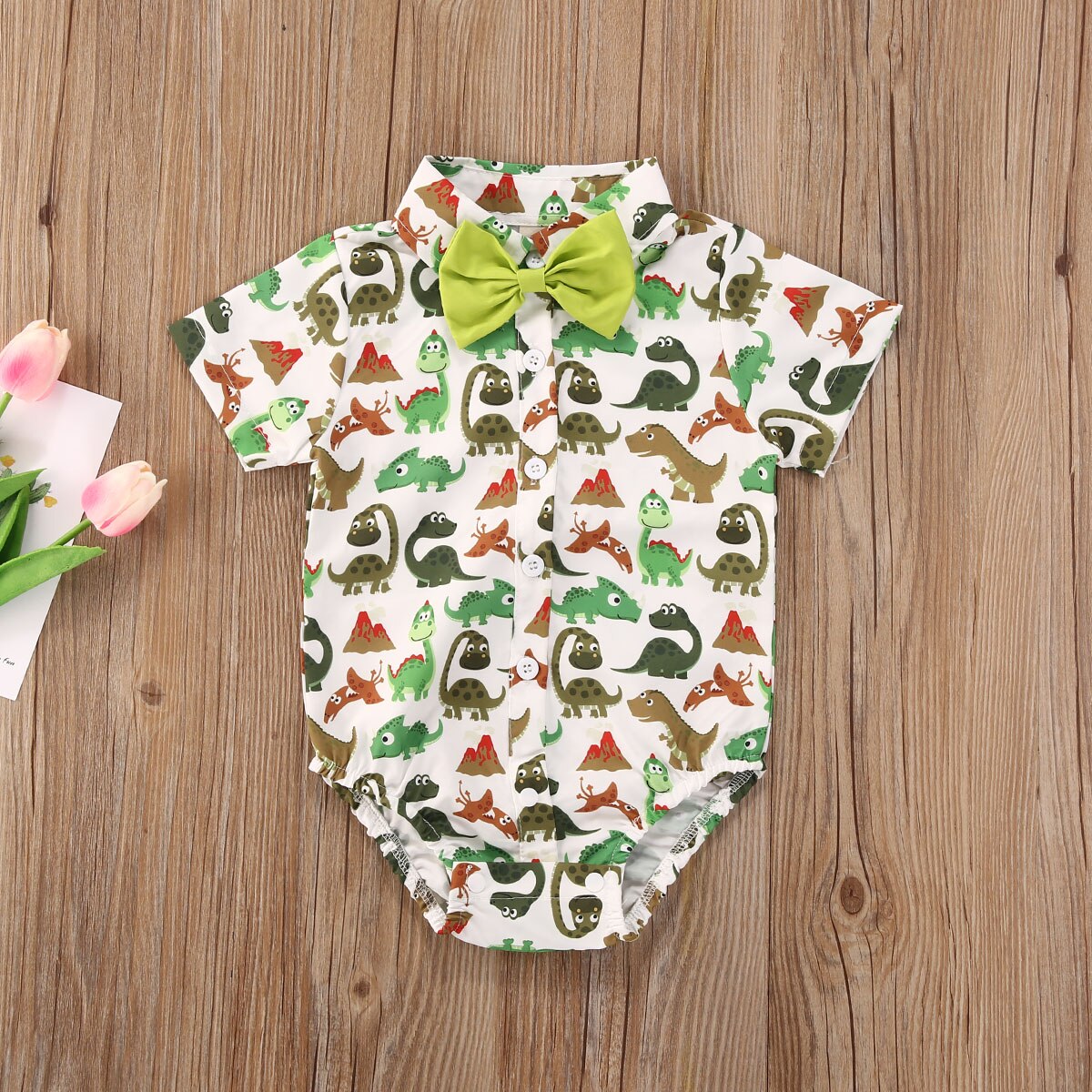 Kinderen baby's jongens zomer dinosaurus vogel ananas print korte mouwen katoenen bodysuits kleding 0-18m