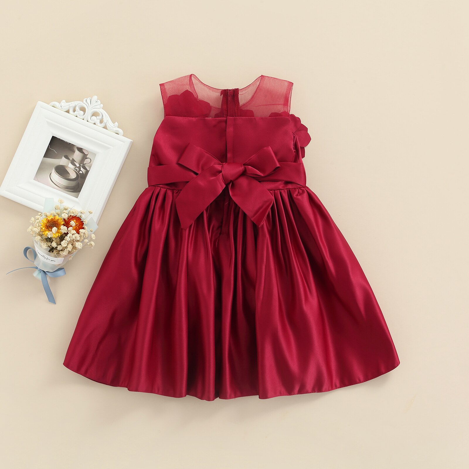 Rose Bloem Prinses Jurk Voor Meisjes 6-24M Baby Zomer Avondjurken Bruidsmeisje Trouwjurk Tutu Jurk Voor Jaar 2022