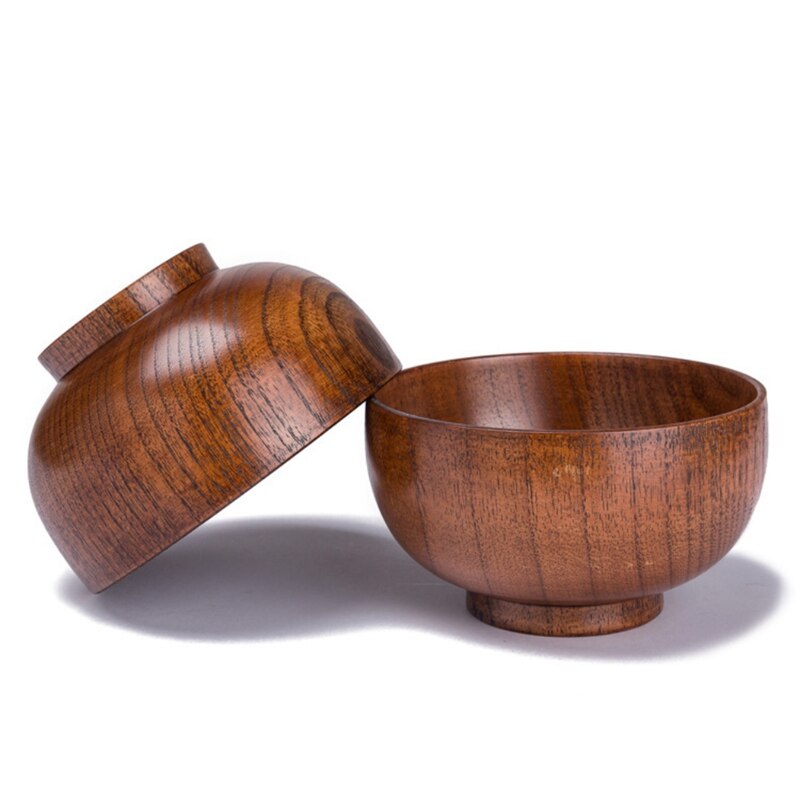 Cuencos de madera Natural estilo japonés para ensalada, arroz, fideos, tazón de madera, sopa, utensilios de cocina