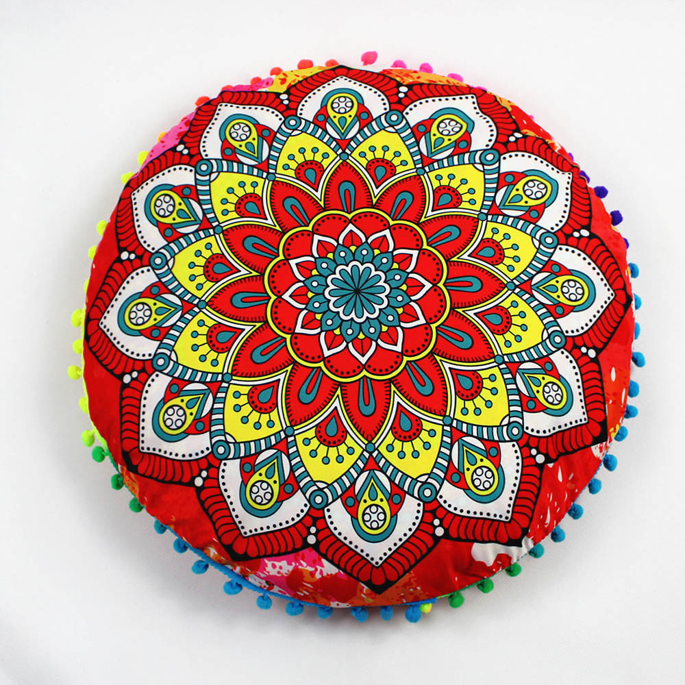 43*43cm indiska mandala golvkuddar runda bohemiska kuddar kuddar fodral textil kudde 3