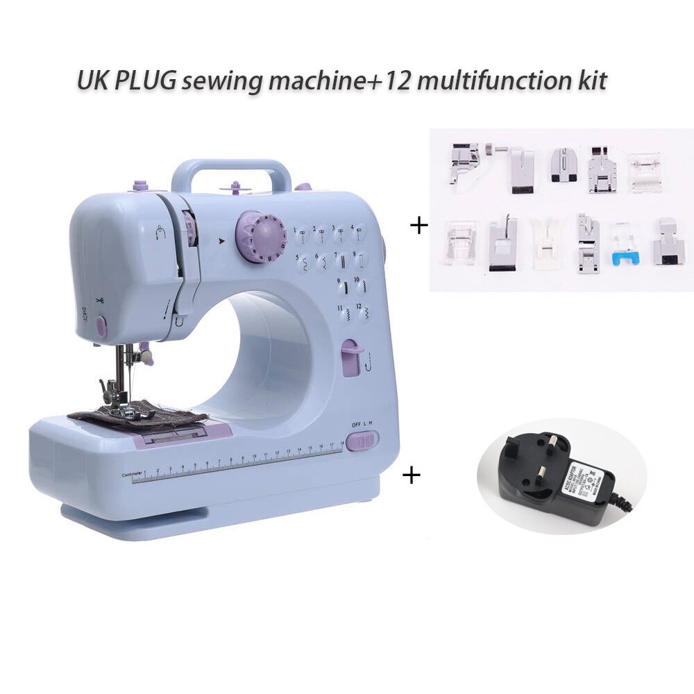 Naaimachine Fanghua 505 Naai Mini Handleiding Draagbare Assistent Thuis Elektrische Desktop Multifunctionele Dikke Afsluitbare: UK with 12 kit