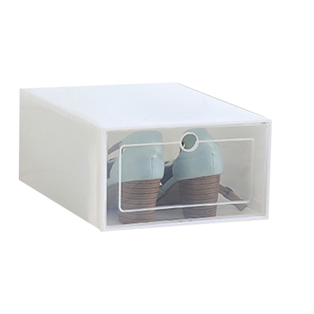 Stackable Dustproof Storage Drawers Plactic Shoes Box Transparent Shoes Storage Box Laundry Storage Drawer Storage Organizer: white