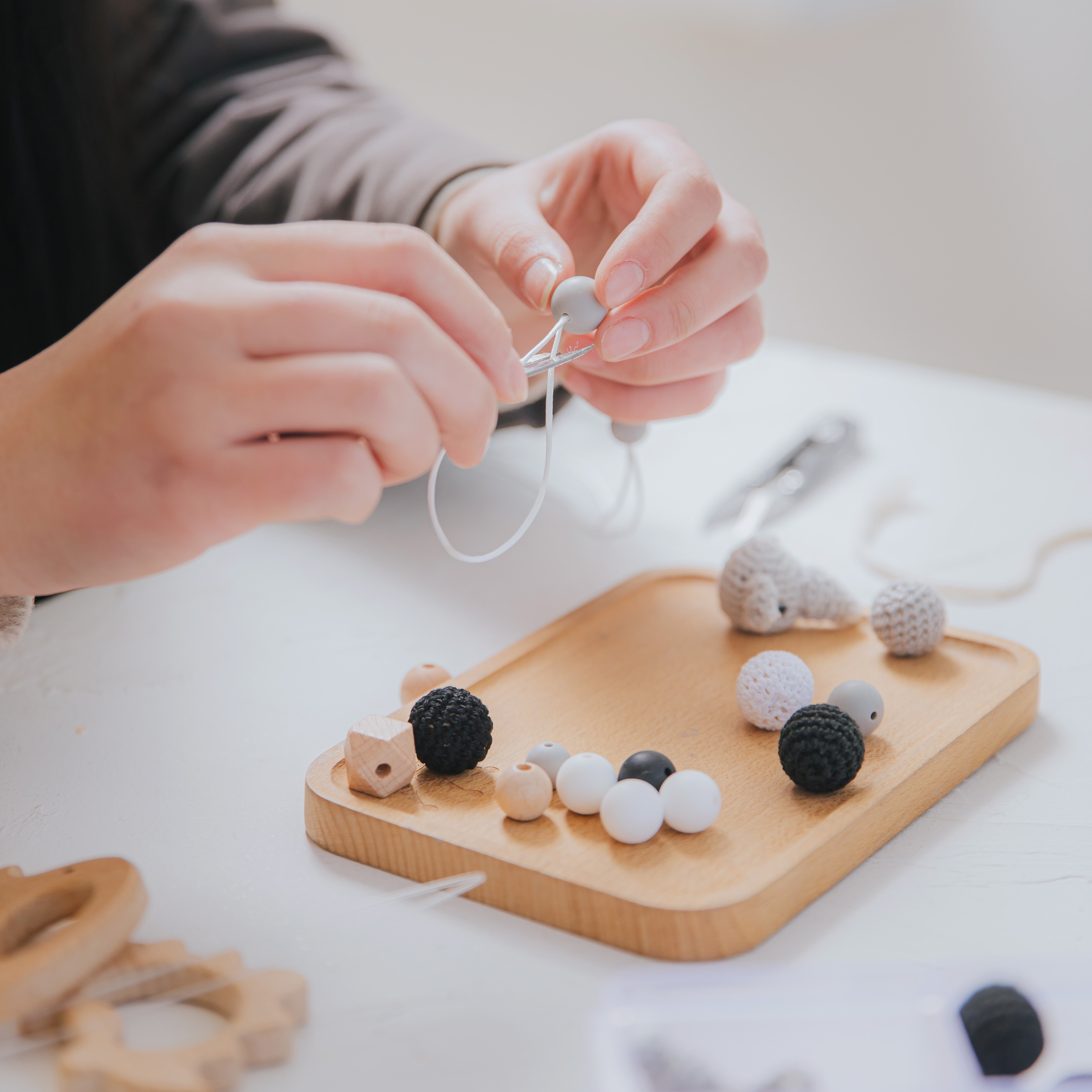 Crochet Animal Silicone Bead Set for Baby Rattle Accessories DIY Jewelry Set Crochet Beads Handmade Baby Toys Kit