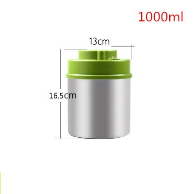 3 Stuk Vacuüm Container Roestvrijstalen Vacuüm Voedsel Tank Koffieboon Tank Keuken Fles Opslag Tank: Green cover1300ml