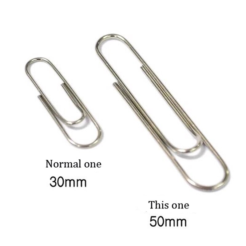 100pcs Box Big Paper Clips Metal Stationery Clips Nickel Pated Clip Folder 5# 50mm Bookmark Clip Office Supplies Deli 0050