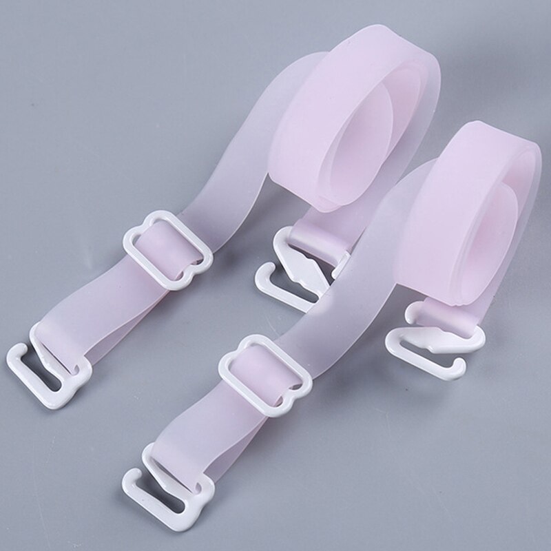 Vrouwen 1cm brede snoepkleurige siliconen bh-bandjes, onzichtbare bh-verlengband, verstelbare bh-haakverlengers, accessoires: Roze