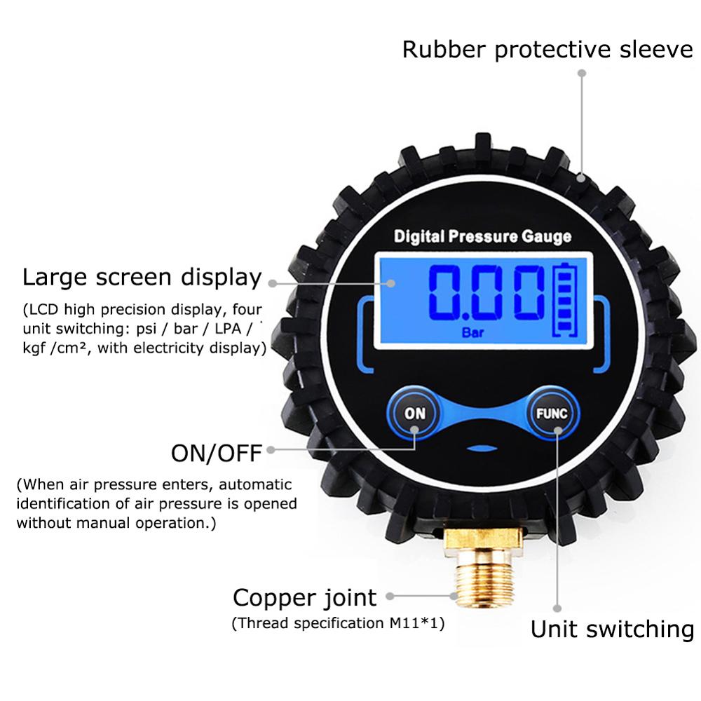 Tire Pressure Monitoring System Digital Tire Pressure Gauge Car Bike Motorcycle Tyre Tester Air PSI Meter 1/8NPT Car Accessories: M11x1 Without Light