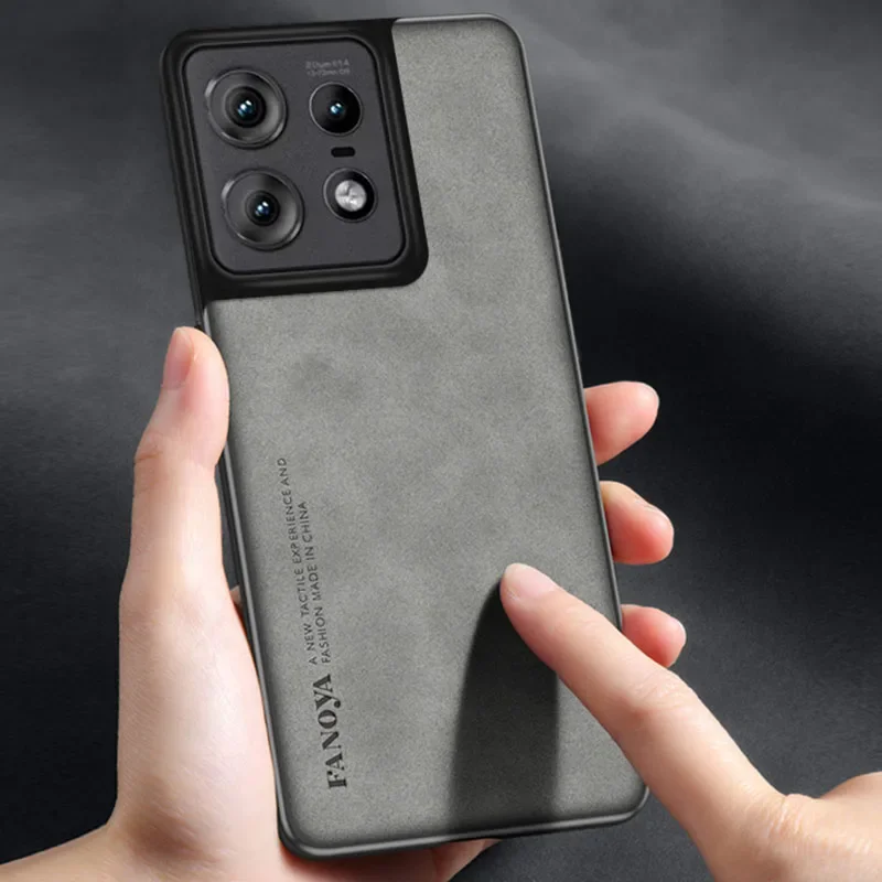 Motorola edge 60 neo -puhelimelle tarkoitettu ylellinen nahkakotelo, mattapintainen silikoninen iskunkestävä suojakansi motorola edge 60 neo -puhelimelle.
