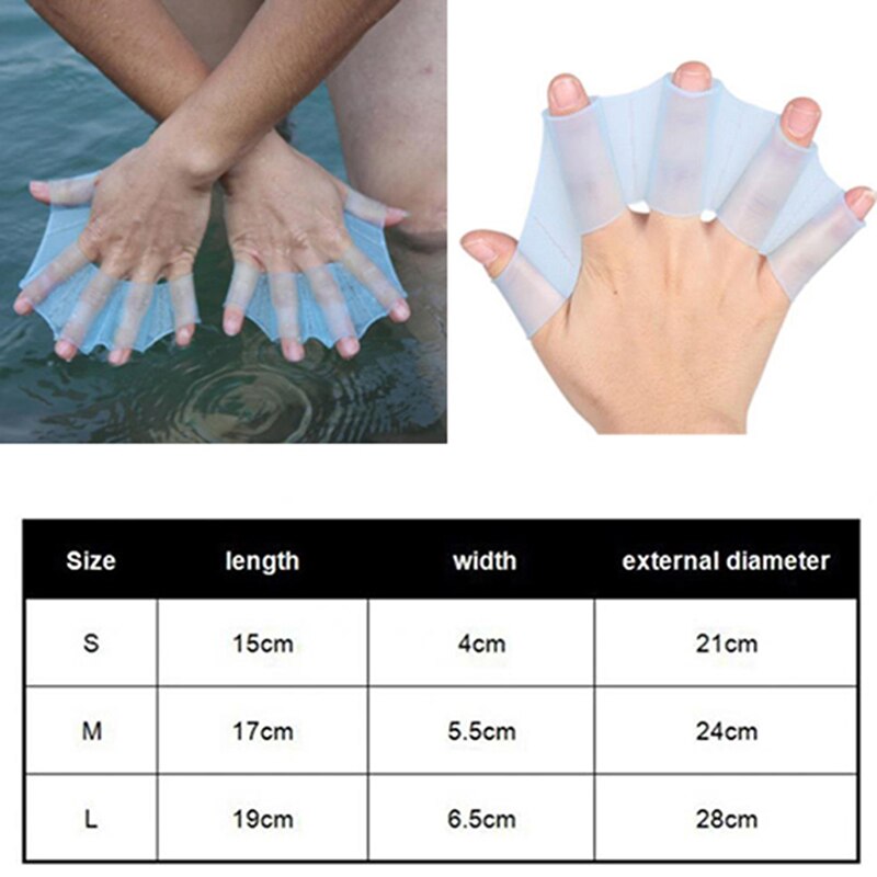 Schwimmen Hand Flossen Flossen Palme Finger vernetzt Handschuhe Paddel Wasser Sport 1 Paar unisex Frosch Typ Silikon Hüftgürtel