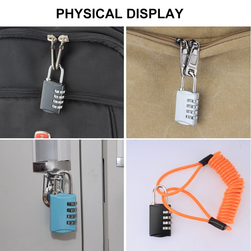 Candado con número de combinación de 4 dígitos para equipaje, cremallera, mochila, bolso, Maleta, cajón, cierres duraderos, 1 Uds.