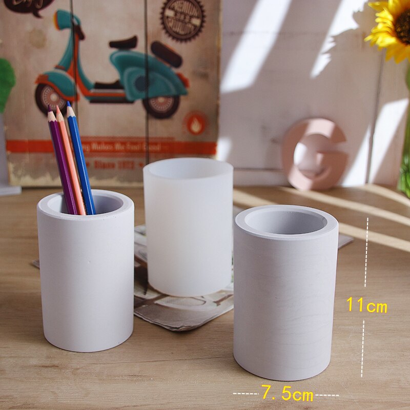 Concrete casting Molds Candle Cups Molds Polygonal pot molds Silicone Pen Holder Molds Pencil Cup Molds: Light Grey