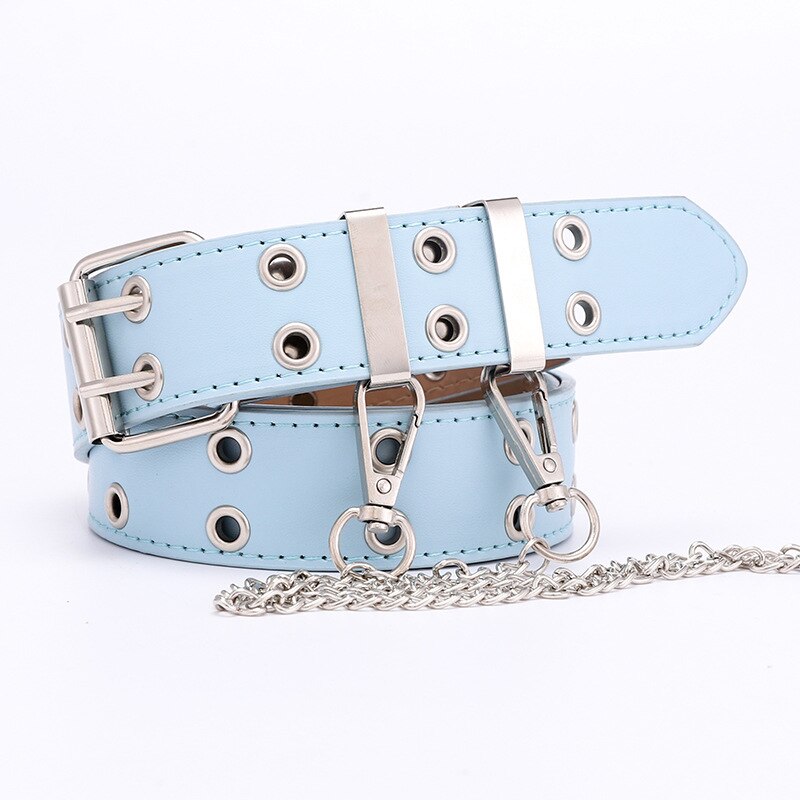 Ceinture en jean Punk à Double œillet | Large toile de styliste, ceinture de ceinture féminine masculine, ceintures de chaîne pour femmes et hommes,: 8