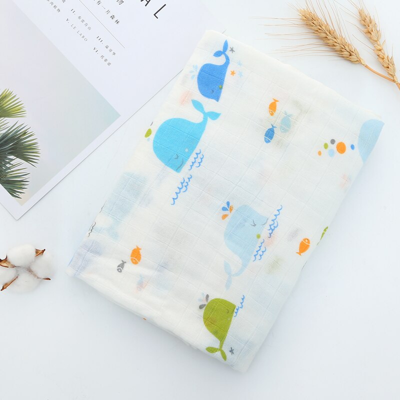 Redo lager 120*110cm nyfödd ekologisk bomull bambu babyfilt muslin swaddle wrap matning burpy handduk muslin stor blöja: Himmelsblå