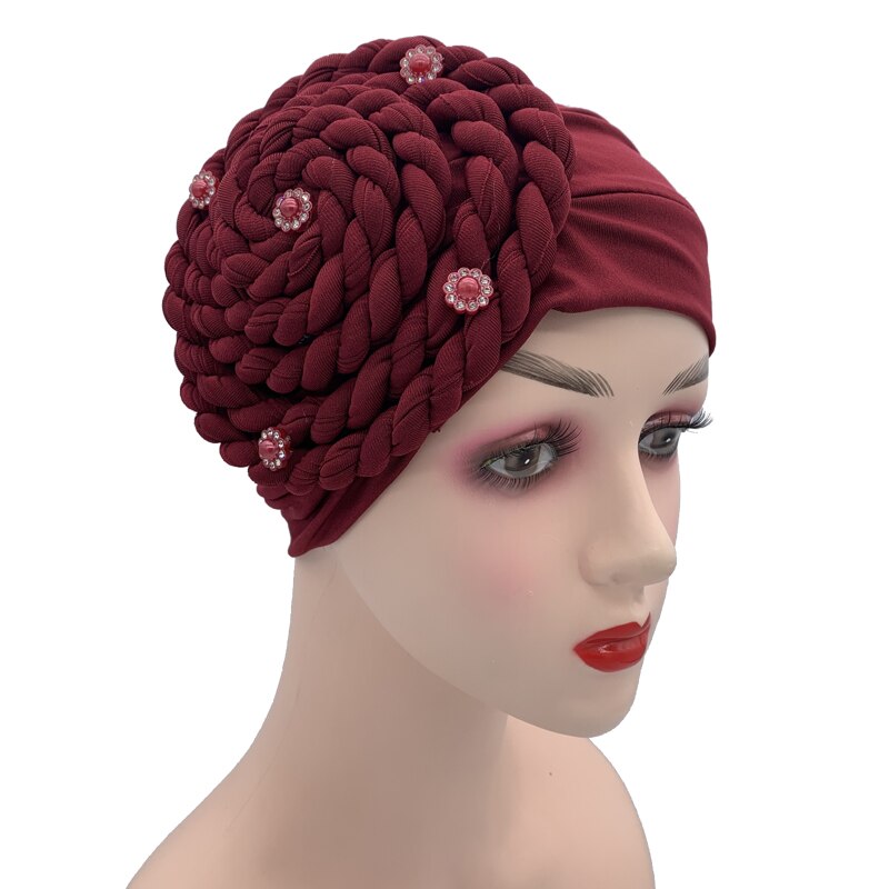 Trendiga flätor turban huva arab wrap huvudduk klar att bära hijab hatt muslimsk huvudbonad kvinna inre hijab turbante mujer